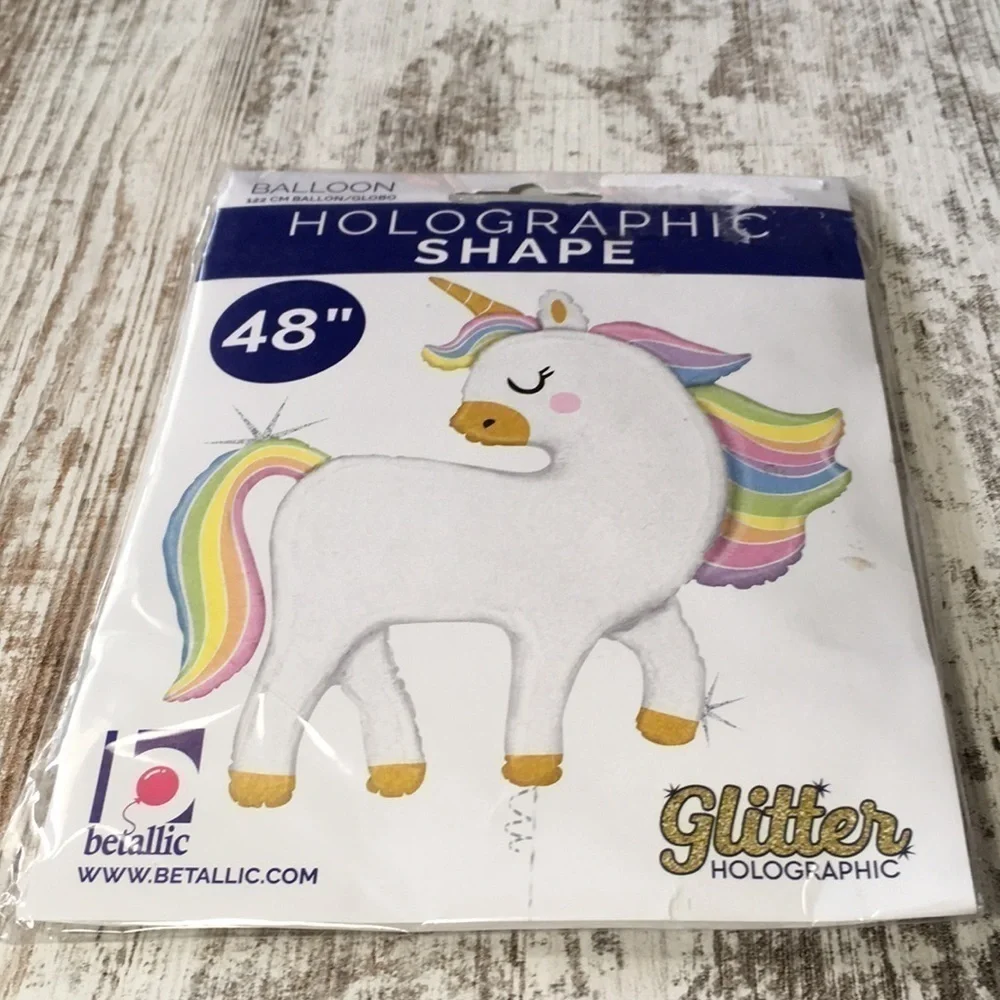 Unicorn Holographic Glitter Balloon 48”